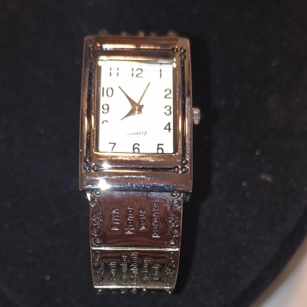 Ten Commandments Silver Rectangular Watch - Picture 1 of 6